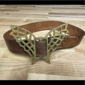 Vintage Guy Taplin leather and metal butterfly belt